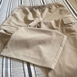 Athleta Beige Wide Leg Cargo Pants
